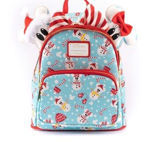 Loungefly Disney Mickey Minnie snowman backpack ears combo